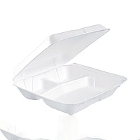 Foam Hinged Lid Containers, 3 Compartments, 7.5 x 8 x 2.3, White, 200/Carton (80HT3R)