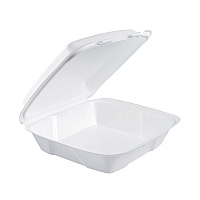 Foam Hinged Lid Containers, 9.01 x 9.4 x 3.1, White, 200/Carton (90HT1R)
