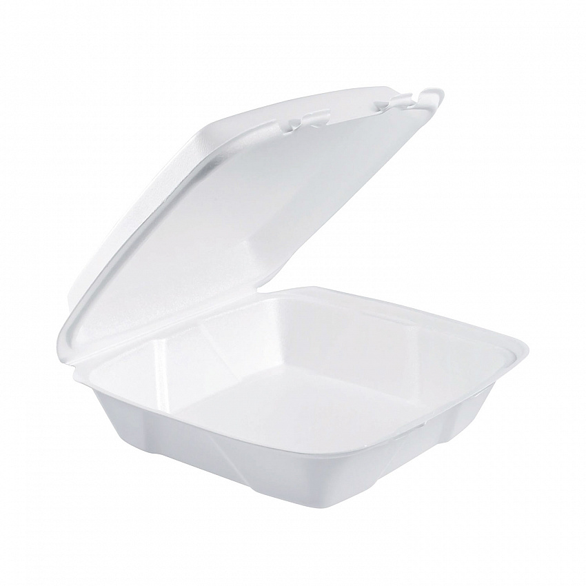 Foam Hinged Lid Containers, 9.01 x 9.4 x 3.1, White, 200/Carton (90HT1R)