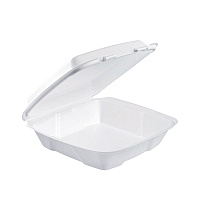 Foam Hinged Lid Container, Performer Perforated Lid, 9 x 9.4 x 3, White, 100/Bag, 2 Bag/Carton (90HTPF1R)