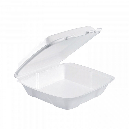 Foam Hinged Lid Container, Performer Perforated Lid, 9 x 9.4 x 3, White, 100/Bag, 2 Bag/Carton (90HTPF1R)