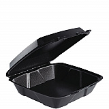 Insulated Foam Hinged Lid Containers, 9.01 x 9.4 x 3.1, Black, 100/Bag, 2 Bags/Carton, 200 Containers/Carton (90HTPFB1R)