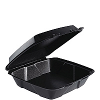 Insulated Foam Hinged Lid Containers, 9.01 x 9.4 x 3.1, Black, 100/Bag, 2 Bags/Carton, 200 Containers/Carton (90HTPFB1R)