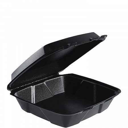 Insulated Foam Hinged Lid Containers, 9.01 x 9.4 x 3.1, Black, 100/Bag, 2 Bags/Carton, 200 Containers/Carton (90HTPFB1R)