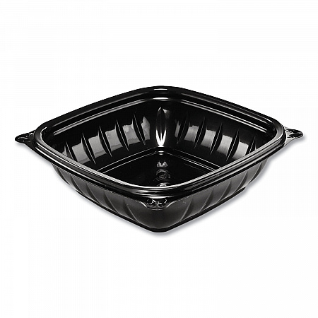 PresentaBowls Pro Black Square Bowls, 8 oz, 5 x 5 x 1.5, Plastic, 63/Bag, 8 Bags/Carton (B8SB)