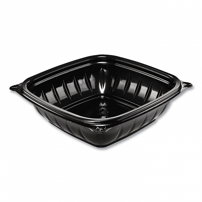 PresentaBowls Pro Black Square Bowls, 8 oz, 5 x 5 x 1.5, Plastic, 63/Bag, 8 Bags/Carton (B8SB)