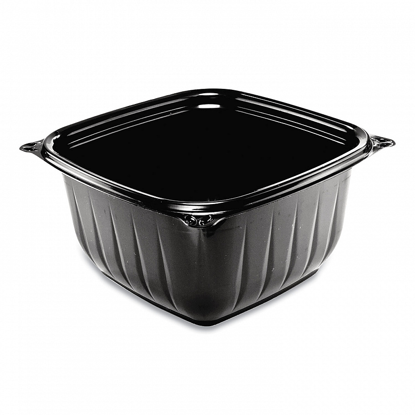 PresentaBowls Pro Black Square Bowls, 16 oz, 5 x 5 x 2.5, Plastic, 63/Bag, 8 Bags/Carton (B16SB)