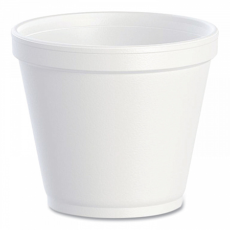 Food Containers, Squat, 8 oz, White, Foam, 1,000/Carton (8SJ12)