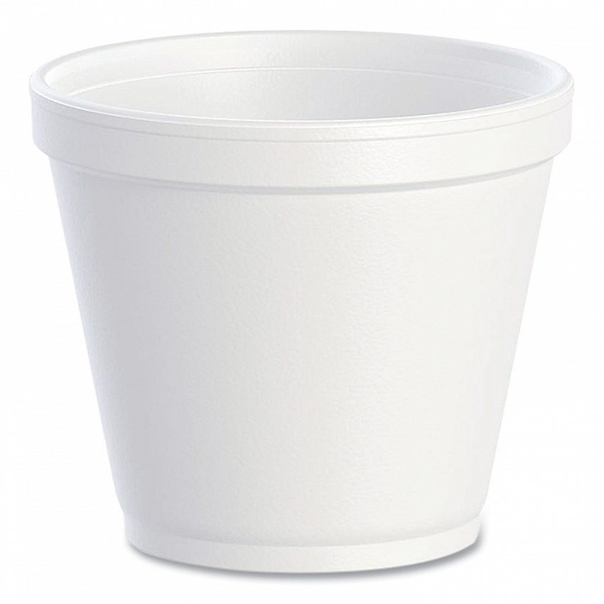 Food Containers, Squat, 8 oz, White, Foam, 1,000/Carton (8SJ12)