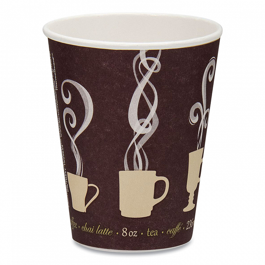 Thermoguard Insulated Paper Hot Cups, 8 oz, Steam Print Design, 1,000/Carton (DWTG8ST)