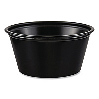 Polystyrene Portion Cups, 2 oz, Plastic, Black, 250/Bag, 10 Bags/Carton (P200BLK)