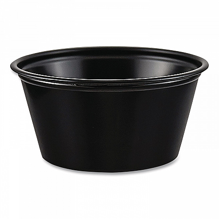 Polystyrene Portion Cups, 2 oz, Plastic, Black, 250/Bag, 10 Bags/Carton (P200BLK)
