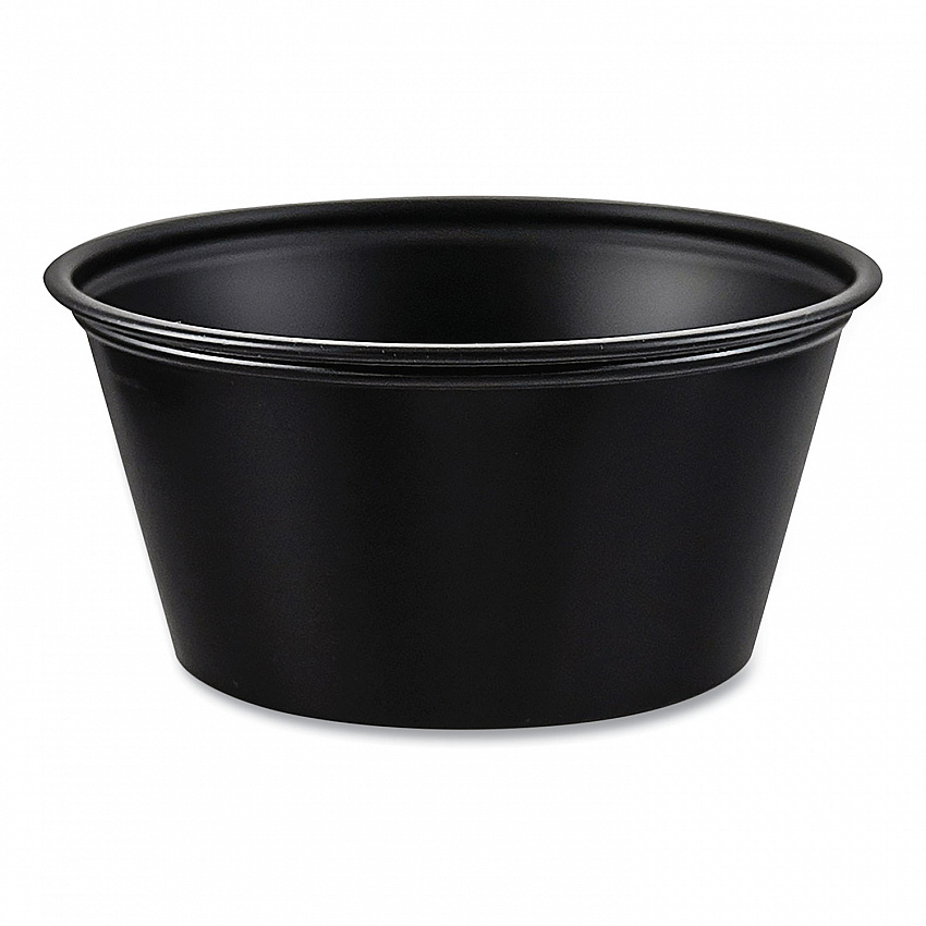 Polystyrene Portion Cups, 3.25 oz, Plastic, Black, 250/Bag, 10 Bags/Carton (P325BLK)