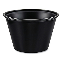 Polystyrene Portion Cups, 4 oz, Plastic, Black, 250/Bag, 10 Bags/Carton (P400BLK)
