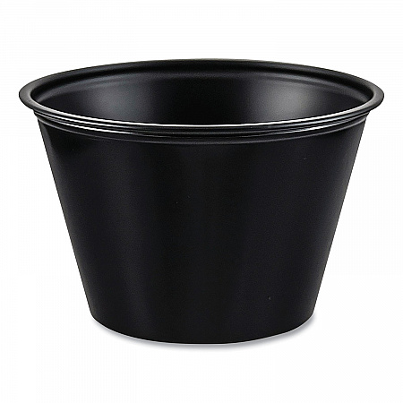 Polystyrene Portion Cups, 4 oz, Plastic, Black, 250/Bag, 10 Bags/Carton (P400BLK)
