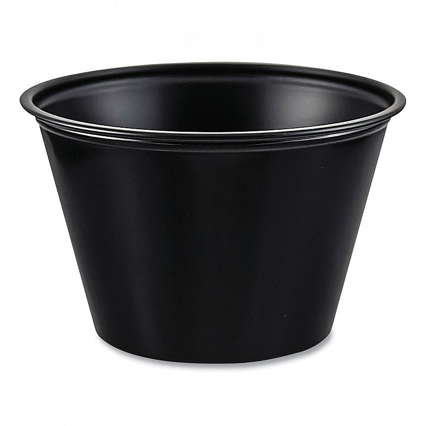 Polystyrene Portion Cups, 4 oz, Plastic, Black, 250/Bag, 10 Bags/Carton (P400BLK)