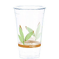 Bare Eco-Forward RPET Cold Cups, 24 oz, Plastic, Clear/Green/Orange, 50/Pack, 12 Packs/Carton (RTD24BARE)