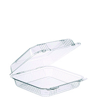 StayLock Clear Hinged Lid Containers, 8.6 x 9 x 3, Clear, Plastic, 100/Pack, 2 Packs/Carton (C55UT1)