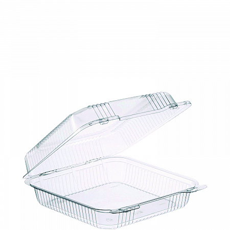 StayLock Clear Hinged Lid Containers, 8.6 x 9 x 3, Clear, Plastic, 100/Pack, 2 Packs/Carton (C55UT1)