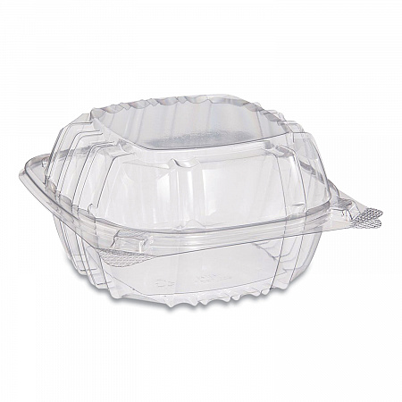 ClearSeal Hinged-Lid Plastic Containers, 5.8 x 6 x 3, Clear, Plastic, 125/Pack, 4 Packs/Carton (C57PST1)