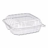 ClearSeal Hinged-Lid Plastic Containers, 8.25 x 8.25 x 3, Clear, Plastic, 125/Pack, 2 Packs/Carton (C90PST3)