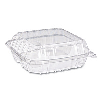 ClearSeal Hinged-Lid Plastic Containers, 8.25 x 8.25 x 3, Clear, Plastic, 125/Pack, 2 Packs/Carton (C90PST3)