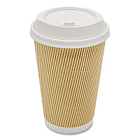 Ripple Hot Cups, 16 oz, Paper, Kraft/White, 500/Carton (CKRC516)