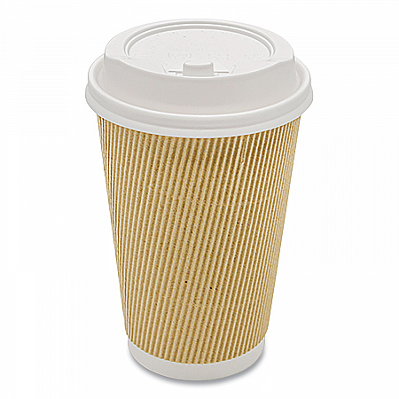 Ripple Hot Cups, 16 oz, Paper, Kraft/White, 500/Carton (CKRC516)