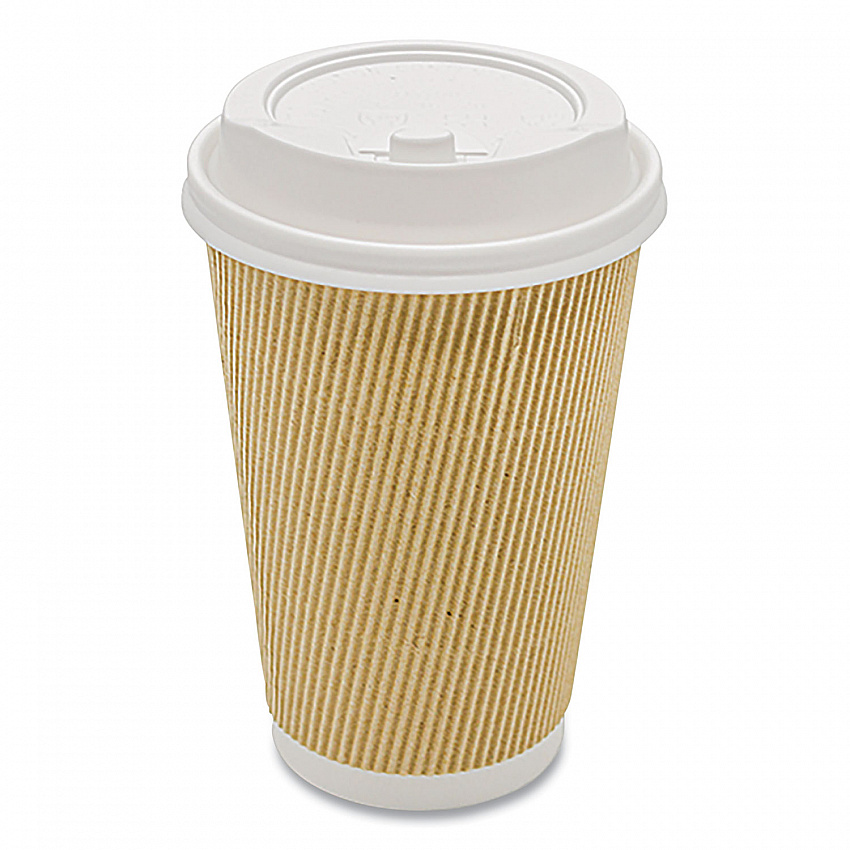 Ripple Hot Cups, 16 oz, Paper, Kraft/White, 500/Carton (CKRC516)