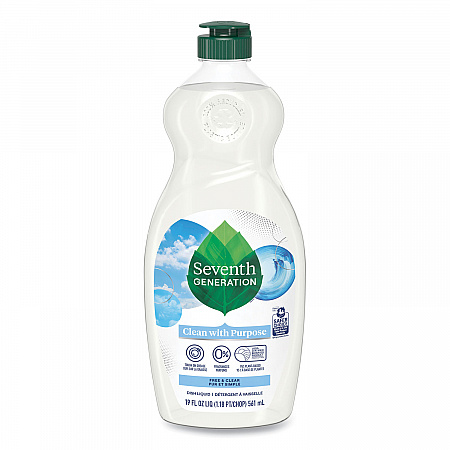 Natural Dishwashing Liquid, Free and Clear, 19 oz Bottle (44986EA)