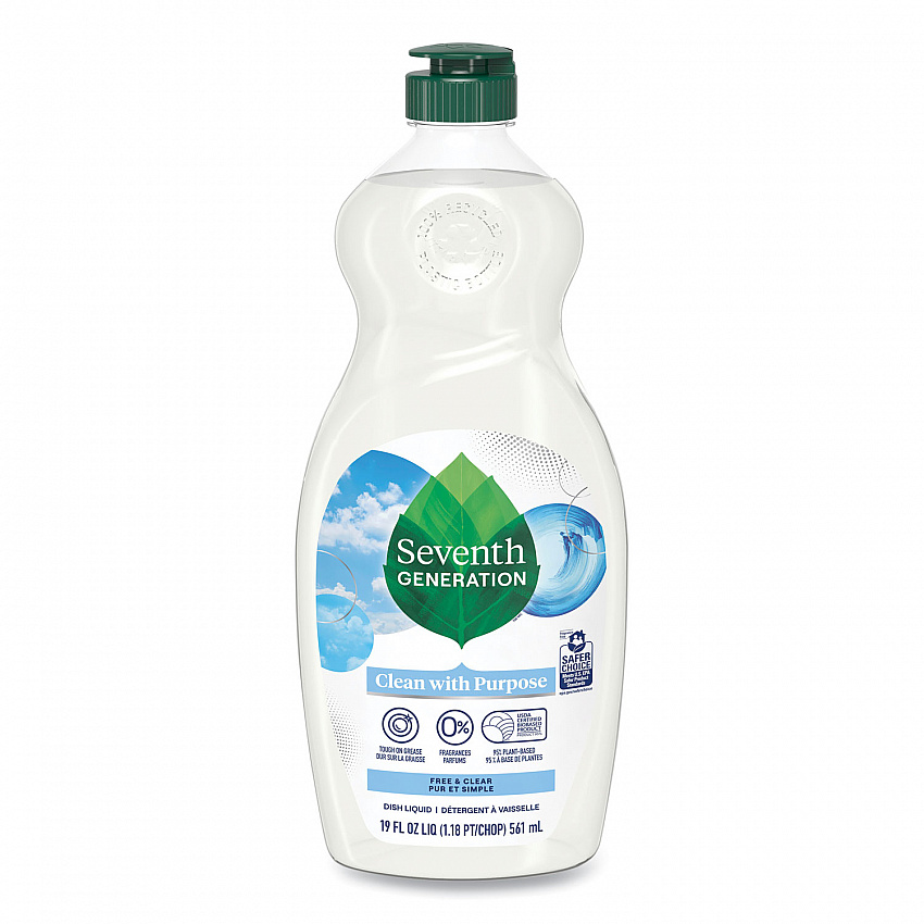 Natural Dishwashing Liquid, Free and Clear, 19 oz Bottle (44986EA)