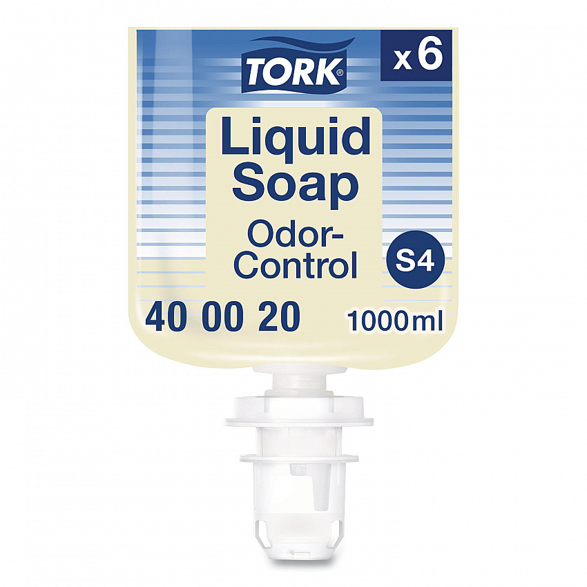 Odor-Control Hand Soap Liquid S4 Refill, Perfume-Free, 1 L, 6/Carton (400020)