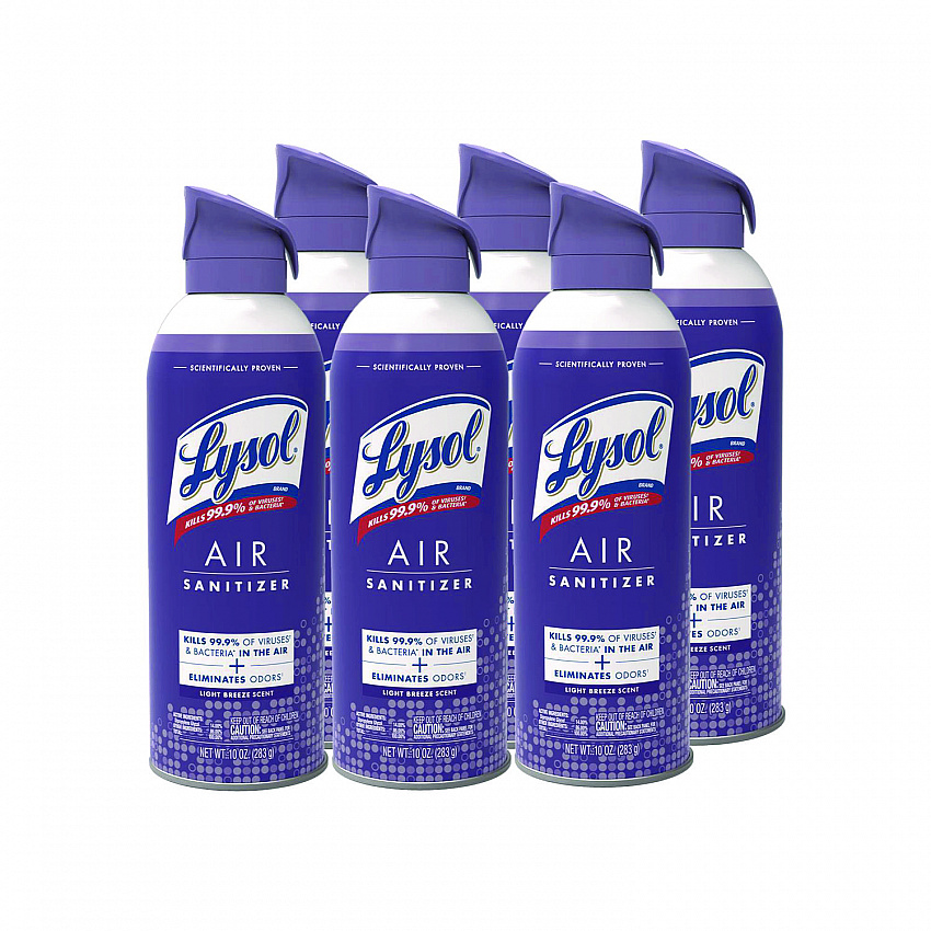Air Sanitizer Spray, Light Breeze Scent, 10 oz Aerosol Spray, 6/Carton (99394CT)