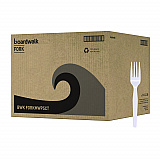Mediumweight Polystyrene Cutlery, Fork, Plastic, White, 100/Box, 10 Boxes/Carton (FORKMWPSCT)