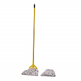 Cotton Cut End Mop Kit, #24 Natural Cotton Head, 60" Yellow Metal/Plastic Handle (5324C)