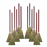 Corn/Fiber Brooms, Corn/Synthetic Fiber Bristles, 36" Overall Length, Gray/Natural, 12/Carton (BR10016)
