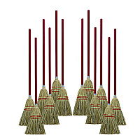 Corn/Fiber Brooms, Corn/Synthetic Fiber Bristles, 36" Overall Length, Gray/Natural, 12/Carton (BR10016)
