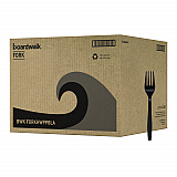 Heavyweight Polypropylene Cutlery, Fork, Plastic, Black, 1,000/Carton (FORKHWPPBLA)