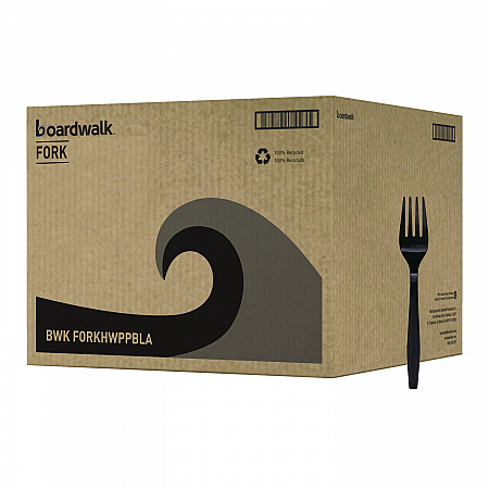 Heavyweight Polypropylene Cutlery, Fork, Plastic, Black, 1,000/Carton (FORKHWPPBLA)
