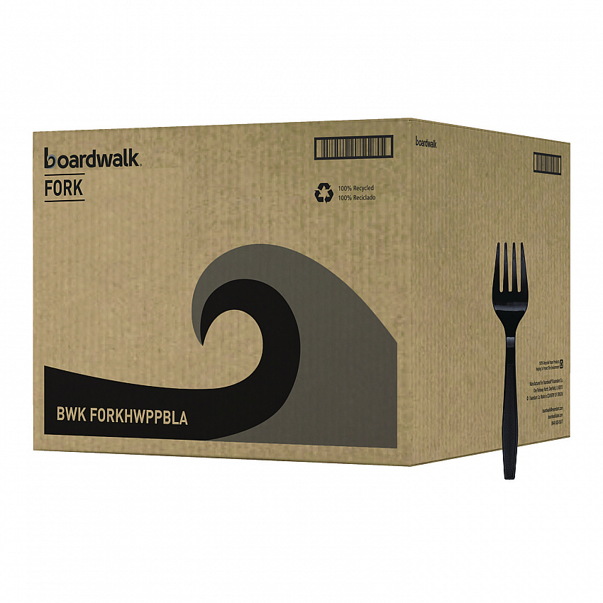 Heavyweight Polypropylene Cutlery, Fork, Plastic, Black, 1,000/Carton (FORKHWPPBLA)