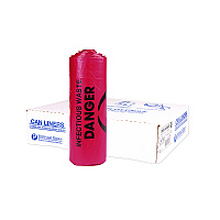 Institutional Low-Density Can Liners, Infectious Waste Biohazard, 33 gal, 1.3 mil, 33 x 39, Red, Interleaved, 25/RL, 6 RL/CT (SL3339R)
