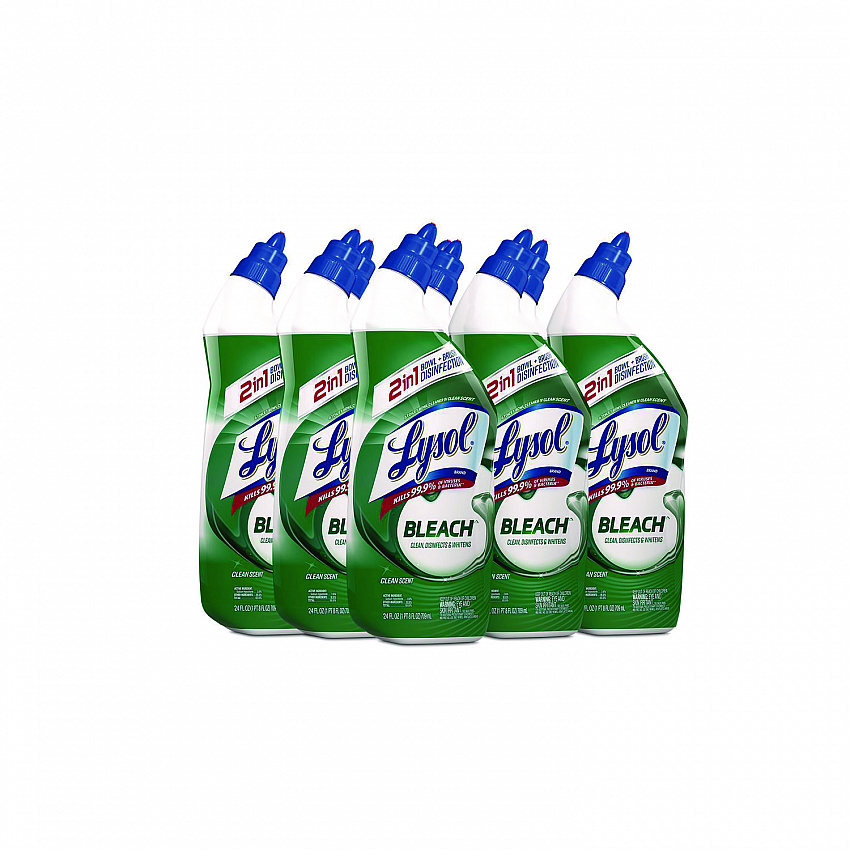 Disinfectant Toilet Bowl Cleaner with Bleach, Clean Scent, 24 oz Angle-Neck Bottle, 9/Carton (98014)