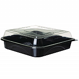 100% Recycled Content 9" Premium Take Out Containers, 42 oz, 9 x 8.8 x 1.6, Black/Clear, Plastic, 50/Pack, 3 Packs/Carton (EPPTOR9)