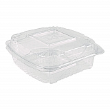 Renewable and Compostable Clear Clamshell Hinged Food Containers, 8 x 8 x 3, Plastic, 80/Pack, 2 Packs/Carton (EPLC81)
