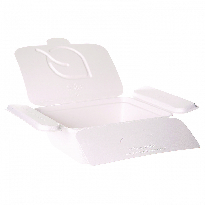 Vanguard Folia Renewable and Compostable Take-Out Container, 3 Compartments, 35 oz, 5.8 x 6.9 x 2.5, White, Sugarcane, 300/CT (EPFSC35NFA)