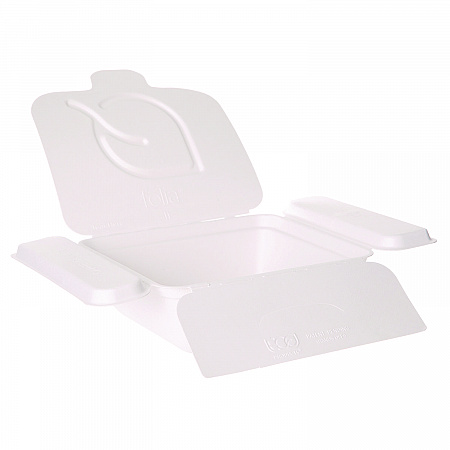 Vanguard Folia Renewable and Compostable Take-Out Container, 3 Compartments, 22 oz, 5.39 x 5.94 x 2, White, Sugarcane, 300/CT (EPFSC22NFA)