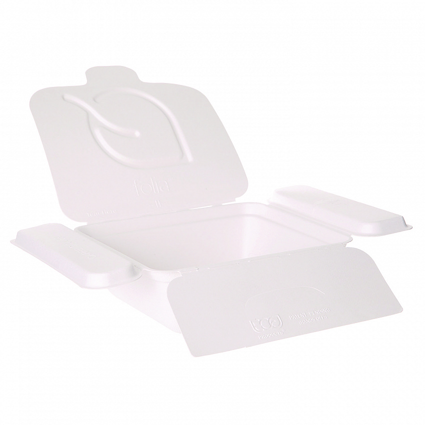 Vanguard Folia Renewable and Compostable Take-Out Container, 3 Compartments, 22 oz, 5.39 x 5.94 x 2, White, Sugarcane, 300/CT (EPFSC22NFA)