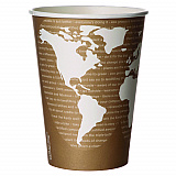 World Art Renewable and Compostable Food Container, 32 oz, 4.05" Diameter x 5.8" h, Tan, Paper, 25/Pack, 20 Packs/Carton (EPBSC32WA)