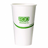 GreenStripe Renewable and Compostable Hot Cups, 16 oz, Paper, White/Green, 50/Pack, 20 Packs/Carton (EPBHC16GS)