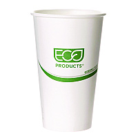 GreenStripe Renewable and Compostable Hot Cups, 16 oz, Paper, White/Green, 50/Pack, 20 Packs/Carton (EPBHC16GS)